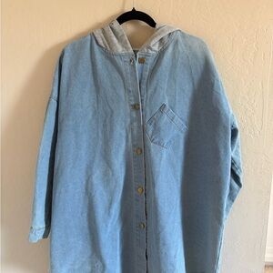Denim Hooded oversized boyfriend jacket